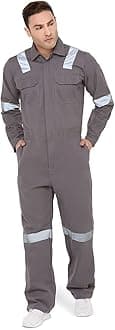 Associated Uniforms Men's 100% Cotton Industrial Work Wear Coverall Boiler Suit of 240 GSM with Reflective Tape