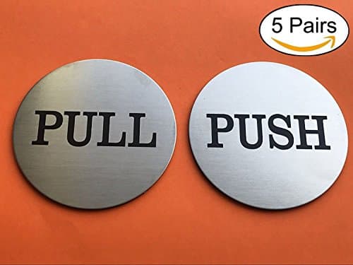 Do4U 3" Brushed Stainless Round Premium Horizontal Push Pull Door Sign Push/Pull Set - Stainless Steel (Stainless Steel 5 Pairs)