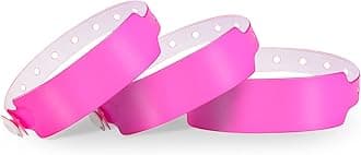 Plastic Wide Face Wristbands for Events - Vinyl Wristbands of Party by Fivepeans(Neon Pink, 100)