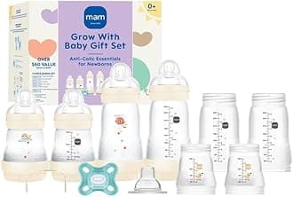 Grow With Baby Anti-Colic Bottle Set – 4 Easy Start Bottles (5oz & 9oz) with Trainer Handles & Spout, Comfort Newborn Pacifier, Extra Bottle Bodies & Nipples | Self-Sterilizing Baby Feeding System