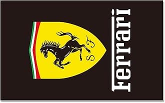 Racing Car Decor Flag for Ferrari Banner 3 ft x 5 ft Polyester with 2 Brass Grommets Vivid Color HD Printing Exhibition, Racing, Car Fans, Porch, Garage Decoration (Black)