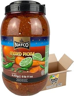 Mixed Pickle Jar 1 X 4.4kg | Authentic Indian Flavours| Lime, Mango, Chilli & Mixed | Households, Restaurants & Catering Grocery King