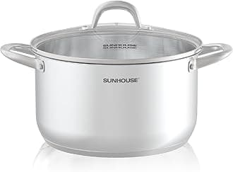 SUNHOUSE 8 Quart Stock Pot with Lid - 3-Ply Bottom Stainless Steel Pasta Cooking Canning Dutch Oven Pot - Induction Compatible for All Stovetops - Dishwasher Safe & Oven Safe