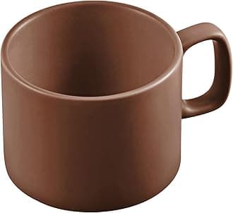 VOBAGA Coffee Mug 11 oz Tea Cup with Flat-Bottom Warming Coffee Milk for Office and Home (Brown)