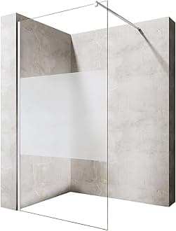 Durovin Bathrooms 1100mm Walkin Shower Screen 2000 mm high - 8mm Safety Frosted Strip Glass -Wet Room Shower Enclosure