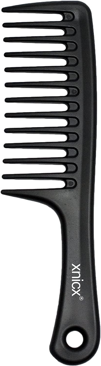 Wide Tooth Detangling Comb - Afro Hair Brush With Handgrip for Long, Wet or Curly Hair - Improves Blood Circulation - Black