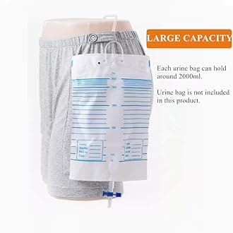 WEEOATAR Incontinence Care Shorts,Fistula Pants,Catheter Underwear Incontinence Pants,Urine Bag Underwear with Double Pockets for Nephrostomy,Foley,Suprapubic&Biliary Catheters(Man Blue,L)