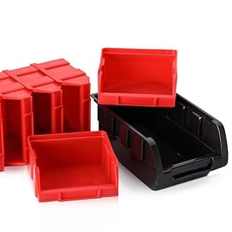 Deuba® Stacking Boxes, 64 Pieces, Expandable, Label Compartment, Sturdy, Shockproof, Strong Wall Plates, Wall Shelf, Workshop Shelf, Tool Hole Wall, Small Parts Magazine