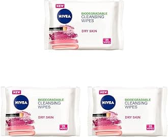 3in1 Caring Cleansing Wipes Dry Skin (25 Wipes), Plant-Based Makeup Remover Wipes, Face Wipes for Dry Skin, Gentle yet Effective Makeup Removal (Pack of 3)