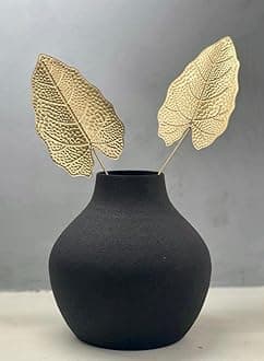 Urban Born Cast Iron Metal Flower vase for Home Decor and Living Room Vintage Antique Decor (Textured Black)