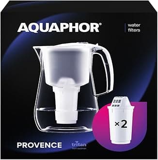 Provence White Water Filter Jug - Counter Top Design with 4.2L Capacity, 2 X A5 Filters with added Magnesium included, Reduces Limescale, Chlorine & Microplastics, Perfect for Families.