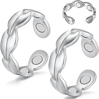 Cigmag 2PCS Copper Rings for Women Adjustable Solid Pure Copper Ring with Present Box