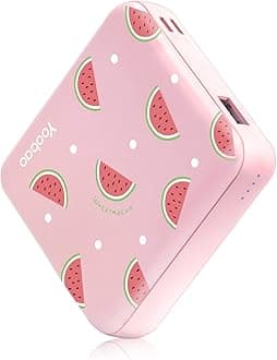 Yoobao Portable Charger, PD 20W USB-C in&Out Power Bank 10000mAh Super Fast Charging, Cute Stuff for Girls Kids Travel, Mini Phone Battery Pack for iPhone 14/13 for iPad/Android/LG (Watermelon)