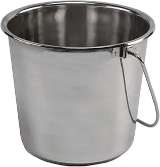GRIP GRAND RAPIDS INDUSTRIAL PRODUCTS Stainless Steel Bucket (4 Gallon) - Great for Pets, Cleaning, Food Prep - Hang on Fences, Cages, Kennels - Home, Garage, Workshop