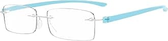 Eyekepper Small Lenes Rimless Reading Glasses Women - Frameless Reader Eyeglasses for Men Reading with Blue Arms +2.00