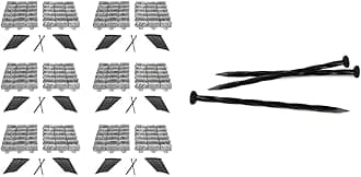 2.7in No-Dig Landscape Edging 90ft Kit with Anchoring Spikes, Slate Gray (3602S-90C) and 24 Count Spiral Nylon Anchoring Spikes