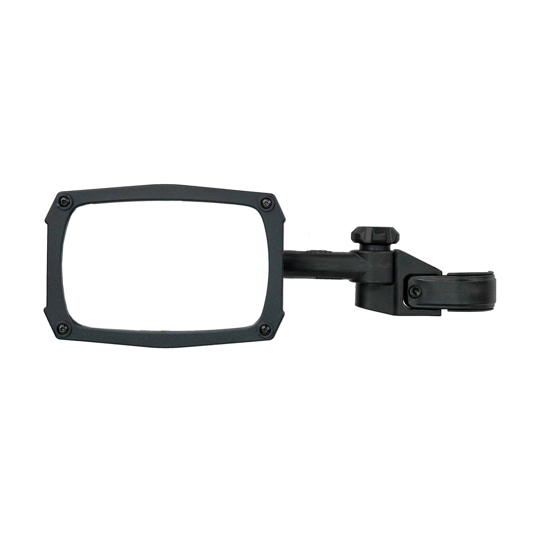 CLEARVIEW™ UTV Sideview Mirror, Black UV resistant Nylon, Designed for and Fits, Honda, Yahama, Polaris, Kawaski, CF Moto with Round or Profiled Tubing, one mirror.