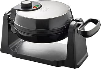 Quest Rotating Belgian Waffle Maker/Non Stick Waffle Machine/Temperature Control / 180° Rotating Waffle Iron/Cooks up to 4 Round Waffles / 1000W (35969)
