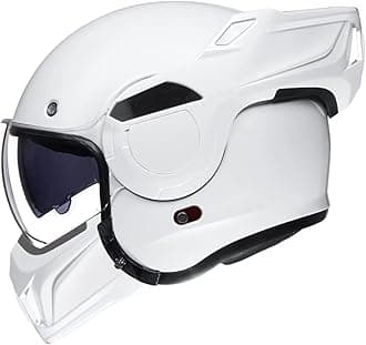 ILM Vintage Full Face Modular Motorcycle Helmet for Adults Men ATV UTV Snowmobile with 180° Reversible Chin Guard DOT Model-B707(White, XL)