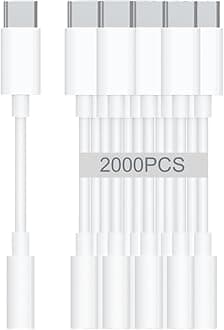 USB-C to 3.5mm Audio Headphone Adapter - HiFi 2000 Pack Compatible with Apple iPhone 17 16 15 Samsung Galaxy S25 S24 S23 S22 S21 Plus Pro Max Ultra Pixel iPad - Type C to Aux Cord Jack Dongle Adapter