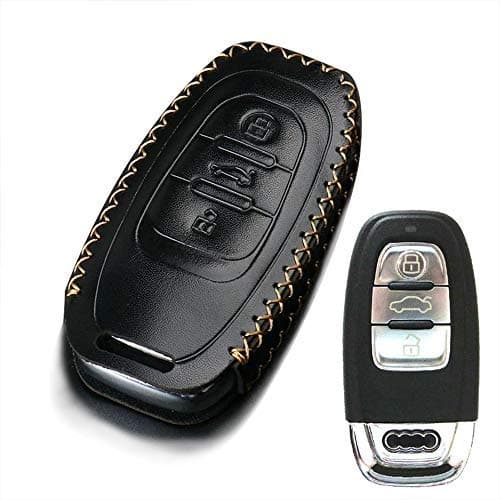 Genuine Leather 3 Button Car Key Keyless Case Cover Case for Audi A1 A3 A4 A5 A6 Q3 Q5 Q7 TT RS S3 R8