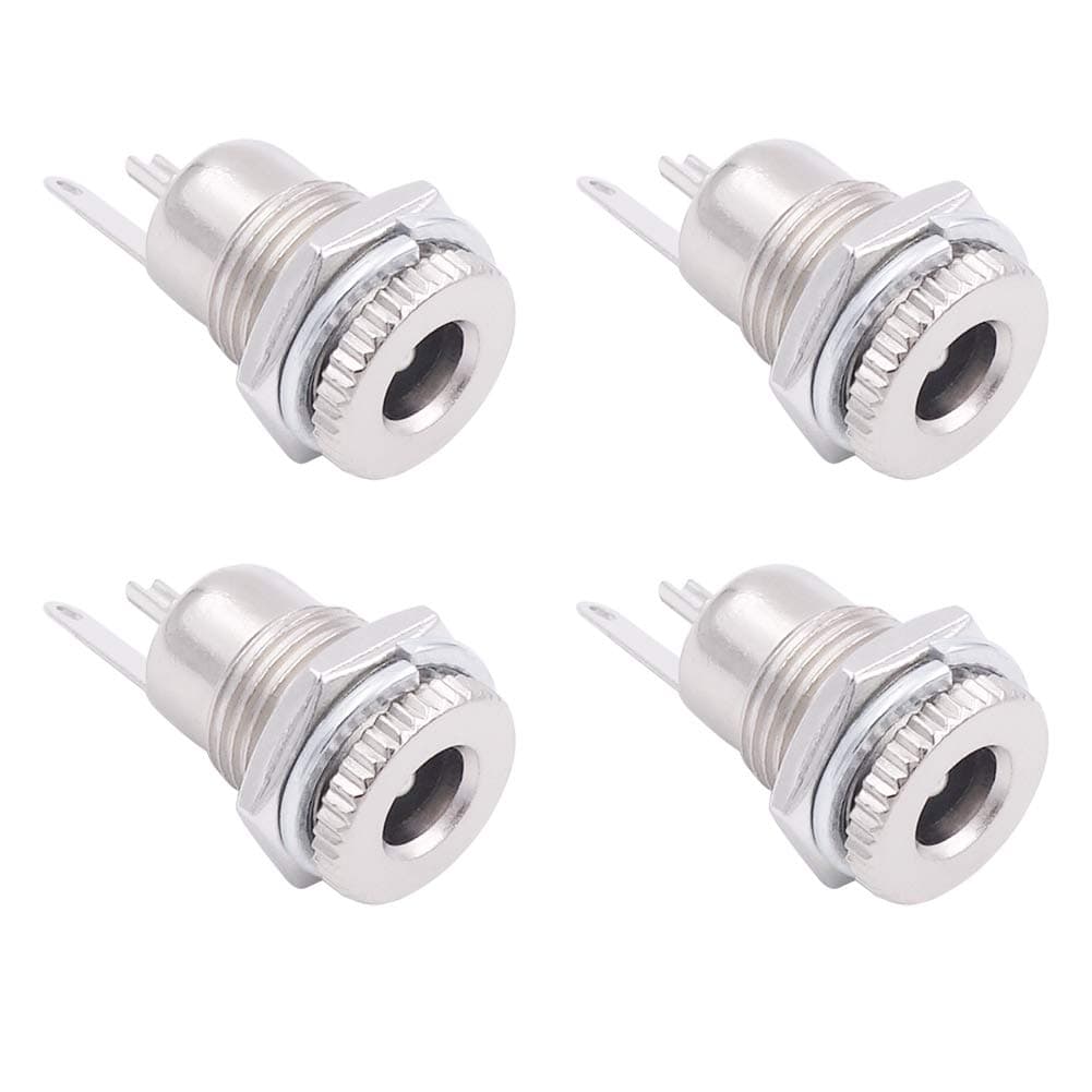 DC Power Jack Socket, 4-Pack 5.5mm x 2.1mm Barrel Mounting Female Panel Mount Solder Power Supply Jack Connector Adapter Socket