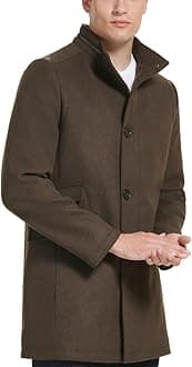 Kenneth Cole Men’s Wool Blend Quilted Lined Double Breasted Overcoat