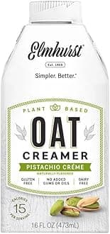 Elmhurst 1925 Pistachio Crème Oat Creamer – Vegan Oat-Based Coffee Creamer with Pistachio Notes – Smooth & Versatile – Perfect for Coffee, Tea, Smoothies & Baking – 473 ml