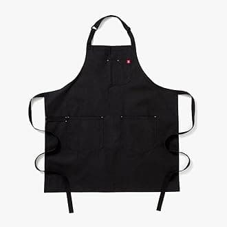 hedley & bennett Essential Apron - Adjustable Bib Chef Apron with 3 Pockets & Towel Loop - 8oz Cotton Canvas - Caviar