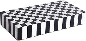 Handicrafts Home Decorative Box - Handmade Jewelry Organizer Box with Lid - Keepsake Box for Home Decor, Jewelry, Accessories, Collectibles - Modern Wooden Storage Box - Check, 12X6X2 inch