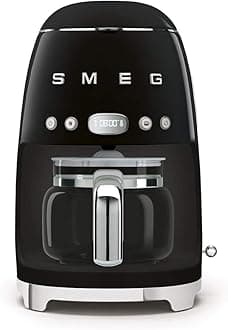Smeg DCF02BLUK Drip Coffee Machine, Auto-Start Mode, Reuseable Filter, Digital Display, Anti-Drip System, Aroma Intensity Option, 1.4 Litre Tank, Black
