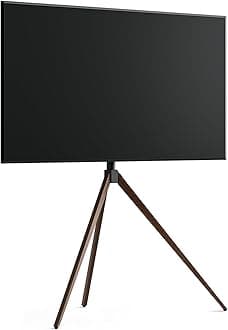 Design Corner TV Stand for 43-65 Inch TVs, Height Adjustable Metal Tripod Easel TV Stand Modern TV Floor Mount with Concealed Storage for Bedroom Living Room, Picasso Series