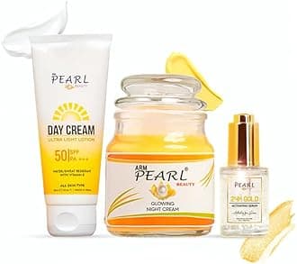 ARM Pearl Beauty Day Cream With SPF 50, 24k Gold Activating Serum, Glowing Night Cream Combo Offer | set of 3