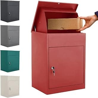 INMOZATA Parcel Box Outdoor Weatherproof Wall Mounted Delivery Box Smart Parcel Drop Box for Secure Multiple Large Delivery Packets & Mails Receiving (Red)