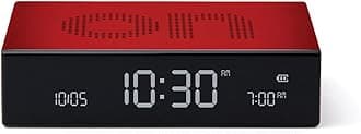 LexonFlip Premium Digital Alarm Clock - Rechargeable Desk Clock with On/Off Faces - Snooze Function, Pure VA LCD Display, Touch & Sound Sensor, Aluminum - Bronze