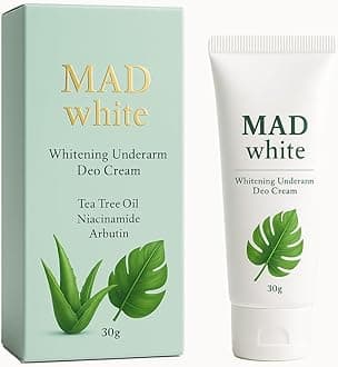 Mad White Whitening Underarm Deo Cream 30g, Gentle Moisturizing Cream for Dark Underarms, Elbows, Knees Care (1PCS)