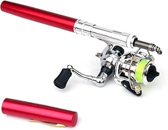 doorslay Pen Fishing Rod Kit Mini Fishing Pole Pocket Pen Rod Set Fishing Rod Pen Portable Telescopic Fishing Rod with Spinning Reel Fishing Rod Reel Combo for Travel Saltwater Freshwater Sea
