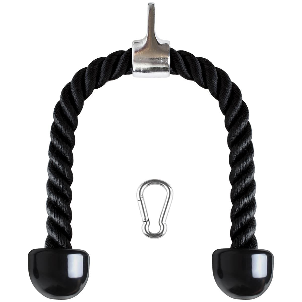 U6935 - Nylon Triceps Rope Twisted Pull Down Rope with Non-Slip Handles - Lats, Biceps, Triceps, Gym or Home - Black