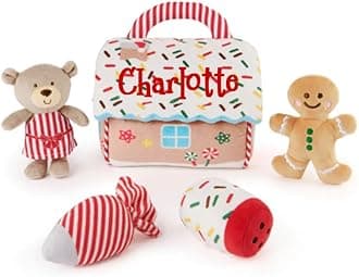 Personalized My First Sound Toys and Bag Sets Plush Stuffed Playsets for Boys and Girls (Personalized Gingerbread House Playset)