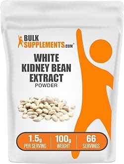 BulkSupplements.com White Kidney Bean Extract Powder - White Kidney Bean Powder - Herbal Supplement - Gluten Free, 1.5g per Serving, 100g (3.5 oz) (Pack of 1)