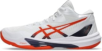 ASICS Men's Sky Elite FlyteFoam Mid Top 3 Volleyball Shoes, 9, White/NOVA Orange