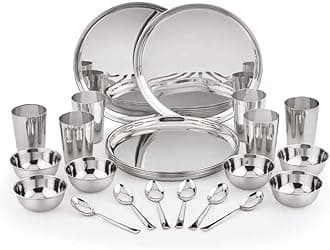 Neelam Stainless Steel 24 Gauge, Premium Eco Dinner Set, 24 Pieces Set, Ideal Gifting Dinner Set, Ideal for Special Occasions Like Anniversary, Wedding, Housewarming Party, Easy to Clean