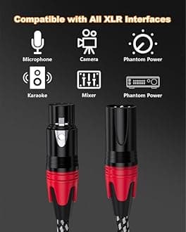 6 Pack XLR Cables 25ft Mic Braided Balanced Shielded XLR Microphone Cable Male to Female 3-Pin Colorful Connector for Microphones Recording, Audio Mixer, Amplifier，Speaker,Camcorder