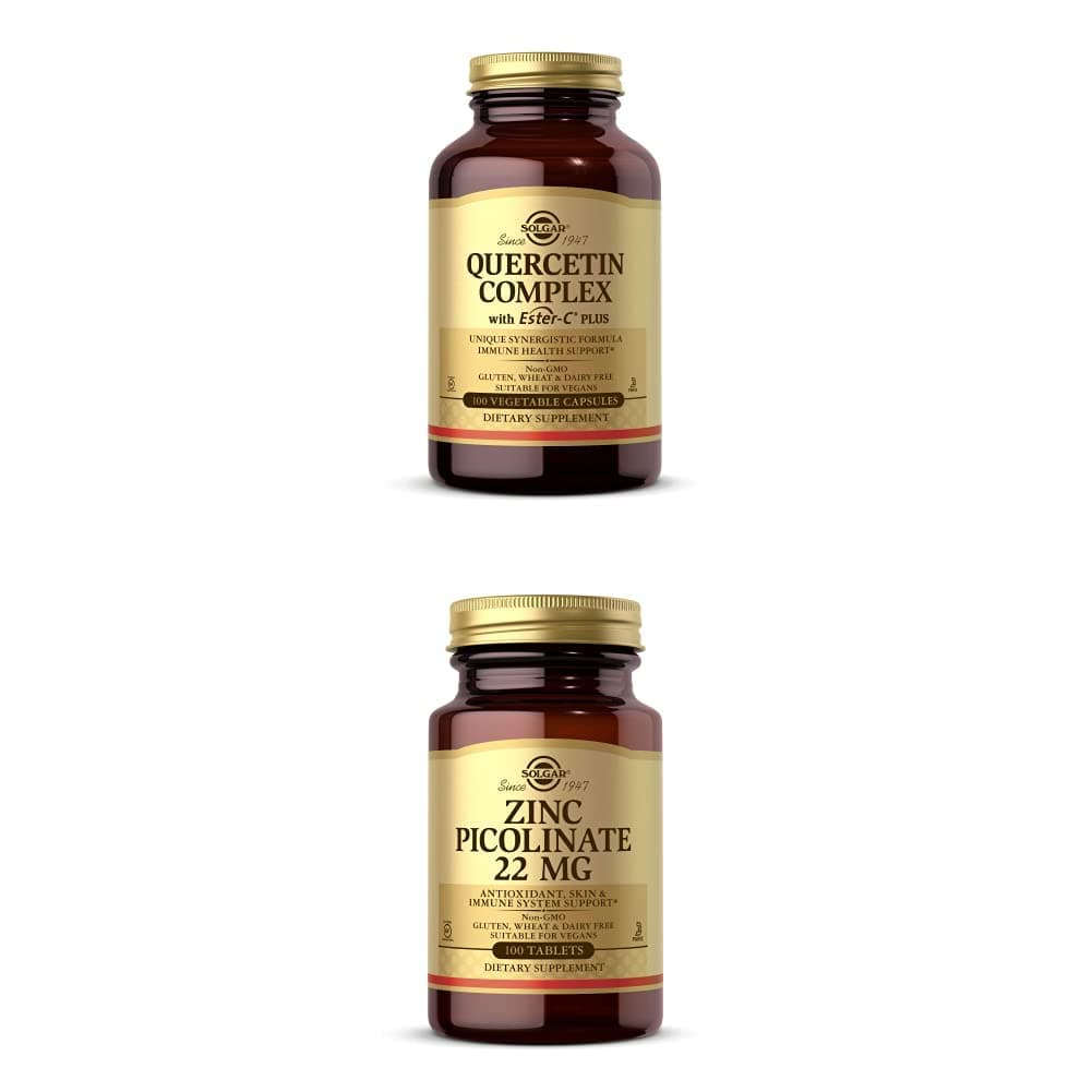 Quercetin Complex with Ester-C Plus, 100 Vegetable Capsules - 50 Servings -Supports Immune Health Zinc Picolinate 22 mg, 100 Tablets - Promotes Healthy Skin