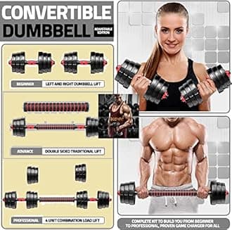 Bodyfit 3 in 1 Convertible-Expandable Dumbbells Set (8kg to 60kg) Weight Plates and Fitness Kit for Men n Women Full Body Workout, Adjustable Dumble Exercise Set. (60kg Weight Plates)