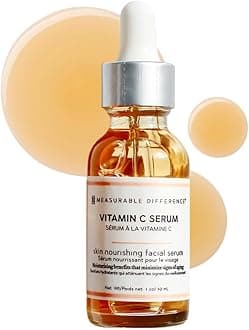 Measurable Difference Vitamin C Serum For Face 1% - Natural Nourishing Vitamin C Facial Brightening Serum - Anti Aging Antioxidant Vit C Oil Skin Serum for Dark Spot, Hyperpigmentation Treatment -1 Oz