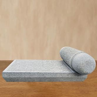 EZAHK Stone Ammikallu, Granite,SIL Batta, Natural Home Decor, Traditional Hand Grinder, Gift, Pooja, Mortar and Pestle Set (12 x 8 inch)