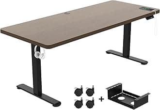 Devoko200x80cm Electric Standing Desk with USB Charging Height Adjustable Desk with 3 Memory Setting Adjustable Desk with Time Reminder Sit Stand Desk with Lock Setting Electric Desk,Walnut