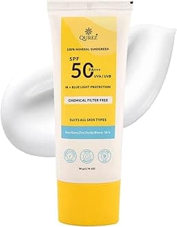 100% Mineral Sunscreen SPF 50 PA+++ 50g | Lightweight, UVA UVB Broad Spectrum, Blue Light & IR Protection | for Oily, Dry, Sensitive, Acne-prone Skin | Water resistant | Kids Friendly