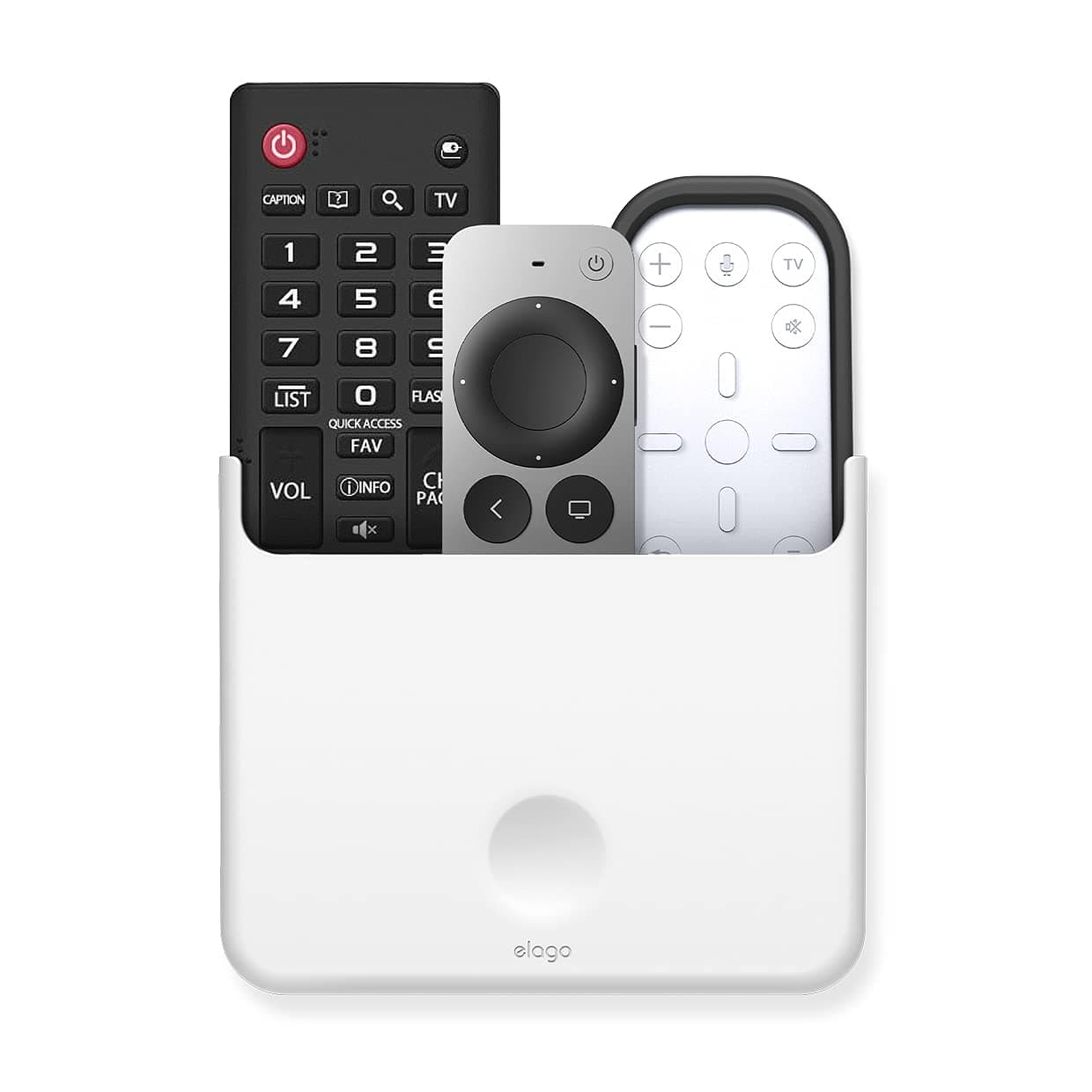 Universal Remote Holder Mount Compatible with Apple TV Remote Control and All Other Remote Controls, Strong Sticker Included, Detailed Design (Large, White)